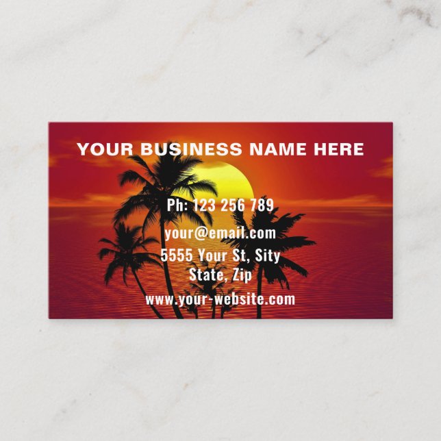 Personalized Your Business Card Tropical Sunset (Front)