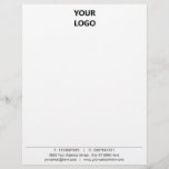 Personalized Your Business Letterhead with Logo<br><div class="desc">Your Business Office Letterhead with Logo and Addres - Text Info - Add Your Logo - Image (also logo back side or remove) / Address / Phone / E-mail - Website or other info / text - Personalized with Customization Tool - Choose Colour / Font / Size ! Good Luck...</div>