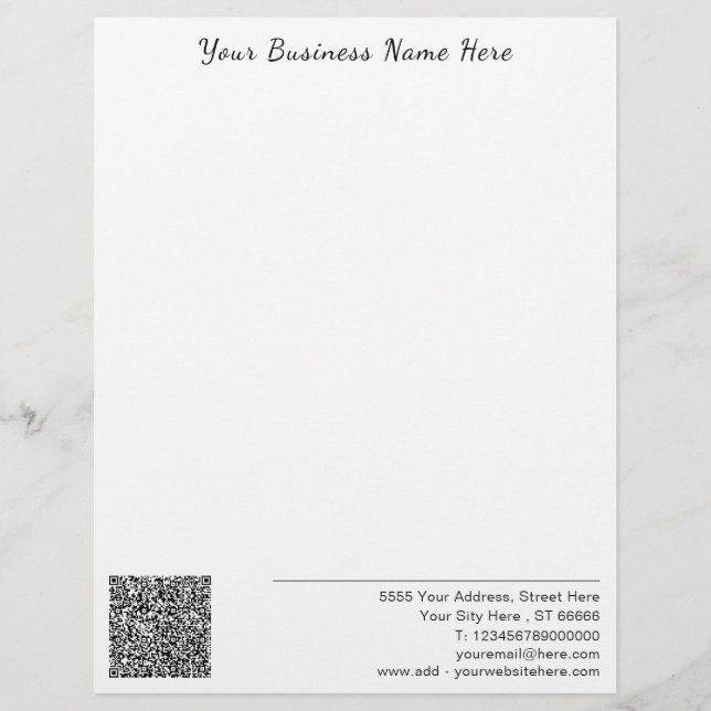 Personalized Your Business Letterhead with QR Code (Front)