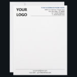 Personalized Your Business Logo Company Letterhead<br><div class="desc">Custom Colours and Font - Your Business Name Address Info Letterhead with Logo - Add Your Logo - Image / Name - Company / Address - Contact Information - Resize and move or remove and add elements / image with Customization tool. Choose colours / font / size ! Good Luck...</div>