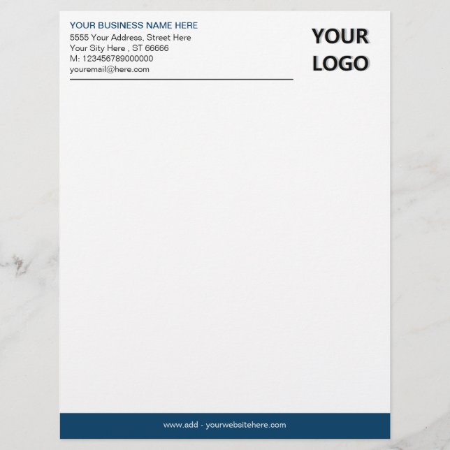 Personalized Your Business Logo Info Letterhead (Front)