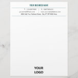 Personalized Your Business Logo Office Letterhead<br><div class="desc">Your Colour and Font - Custom Simple Black and White Business Office Letterhead with Logo - Add Your Logo - Image / Business Name - Company / Address - Contact Information - Resize and move or remove and add elements / image with customization tool. Good Luck - Be Happy :)...</div>