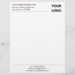 Personalized Your Business Logo Office Letterhead<br><div class="desc">Your Colour and Font - Simple Personalized Black White Business Office Letterhead with Your Logo - Add Your Logo - Image / Business Name - Company / Address - Contact Information - Resize and move or remove and add elements / image and text with customization tool. Choose your text /...</div>