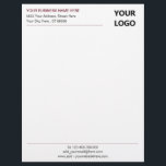 Personalized Your Business Logo Office Letterhead<br><div class="desc">Your Colour and Font - Simple Personalized Black White Business Office Letterhead with Your Logo - Add Your Logo - Image / Business Name - Company / Address - Contact Information - Resize and move or remove and add elements / image and text with customization tool. Choose your text /...</div>