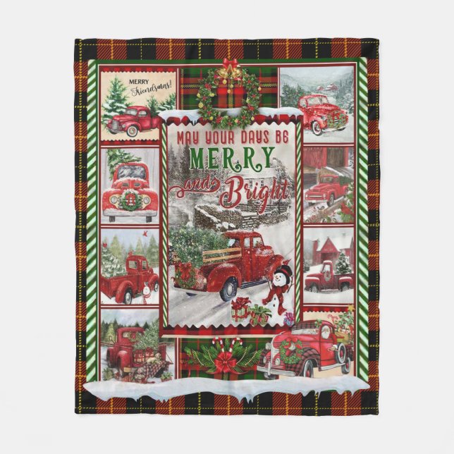Personalized Your Day Merry And Bright, Christmas Fleece Blanket (Front)