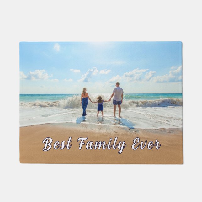 Personalized Your Family Photo Doormat with Text (Front)