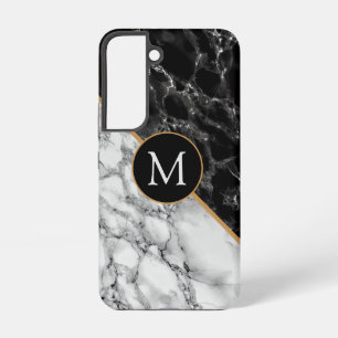 Personalized Your Letter Black and White Marble Samsung Galaxy Case