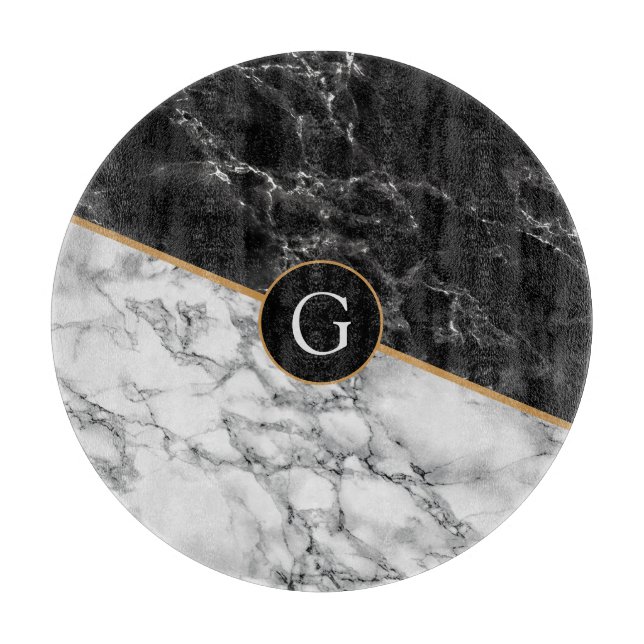 Personalized Your Letter Marble Cutting Board (Front)
