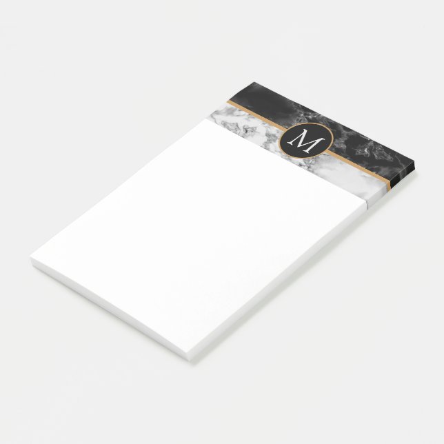 Personalized Your Letter Sticky Notes Marble Stone (Angled)