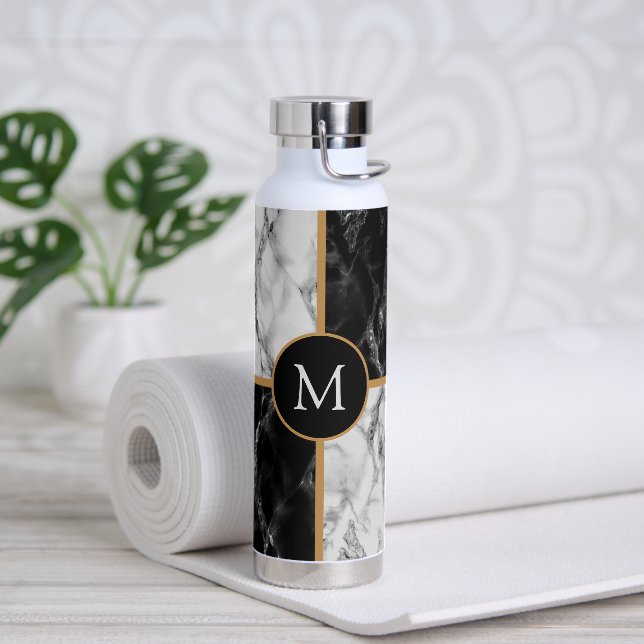 Personalized Your Letter Water Bottle Faux Marble (Yoga)