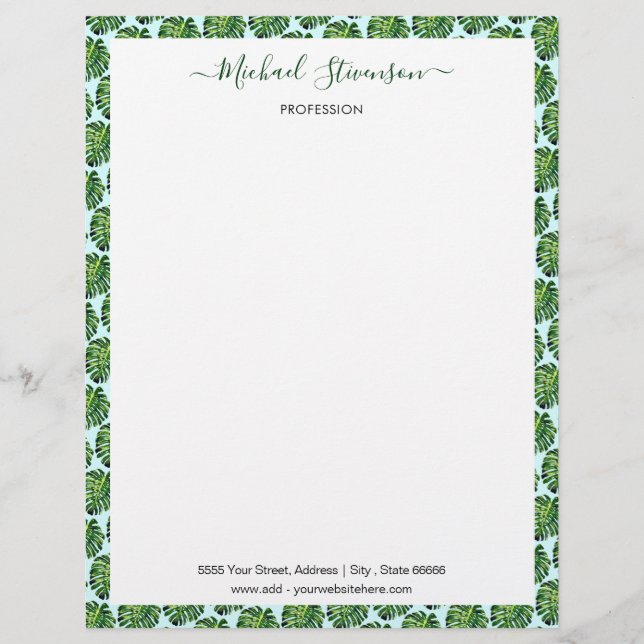 Personalized Your Letterhead with Leaves Frame (Front)