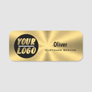 Personalized Your Logo Radial Metallic gold modern Name Tag