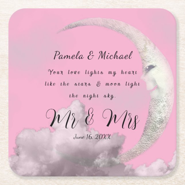 Personalized Your Love Lights MY Heart Square Paper Coaster (Front)