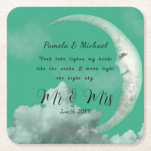 Personalized Your Love Lights MY Heart Square Paper Coaster