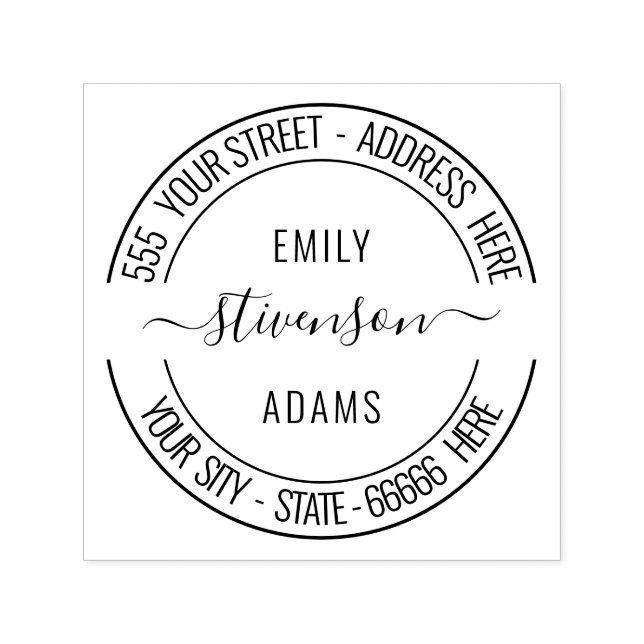 Personalized Your Name Address Modern Font Stamp (Design)