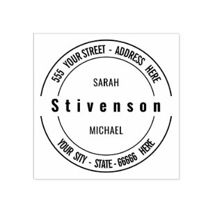 Personalized Your Name Address Round Rubber Stamp