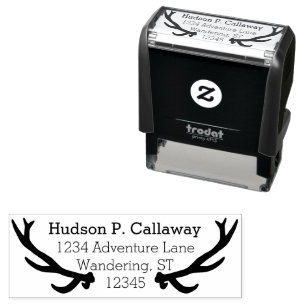 Personalized Your Name and Address Antlers Self-inking Stamp