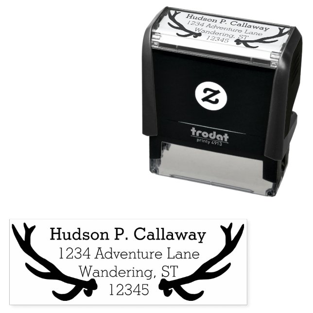 Personalized Your Name and Address Antlers Self-inking Stamp (In Situ)