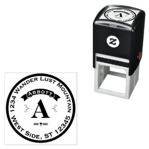 Personalized Your Name and Address Monogram Self-inking Stamp