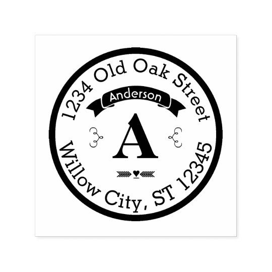 Personalized Your Name and Address Monogram Self-inking Stamp