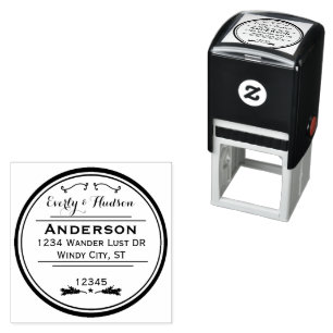 Personalized Your Name and Address Wreath Self-inking Stamp