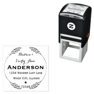 Personalized Your Name and Address Wreath Self-inking Stamp