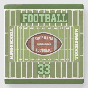 Personalized YOUR NAME and Number Football Stone Coaster