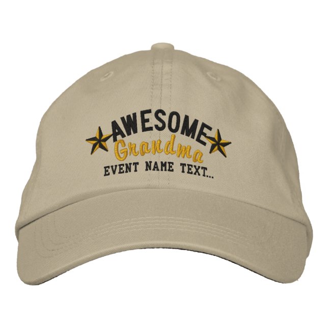 Personalized Your Name Awesome Grandma Embroidery Embroidered Hat (Front)