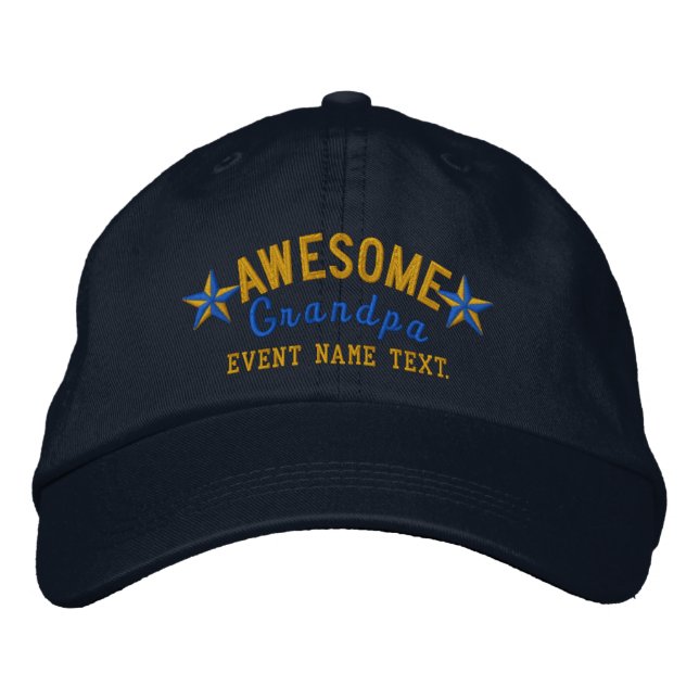 Personalized Your Name Awesome Grandpa Embroidery Embroidered Hat (Front)