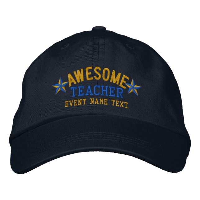 Personalized Your Name Awesome Teacher Embroidery Embroidered Hat (Front)