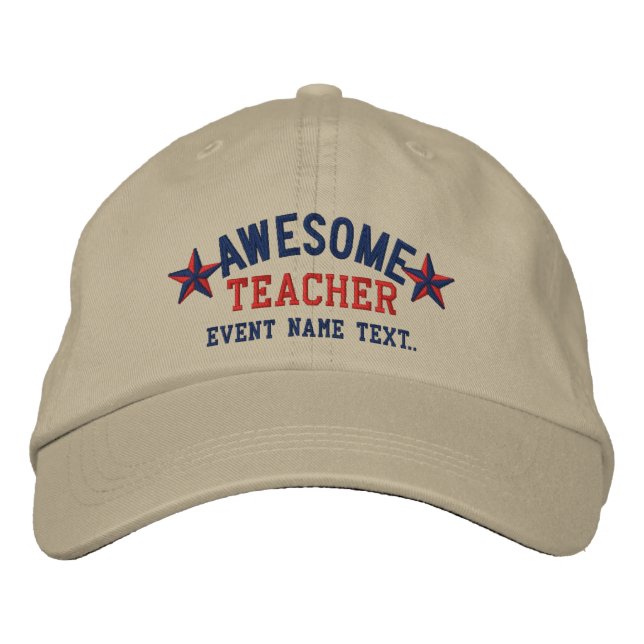 Personalized Your Name Awesome Teacher Embroidery Embroidered Hat (Front)