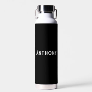 Personalized Your name Black Script Wedding Water  Bottle