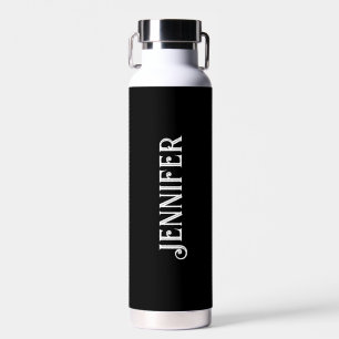 Personalized Your name Black Script Wedding Water  Bottle