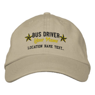 Personalized Your Name Bus Driver Stars Embroidery Embroidered Hat