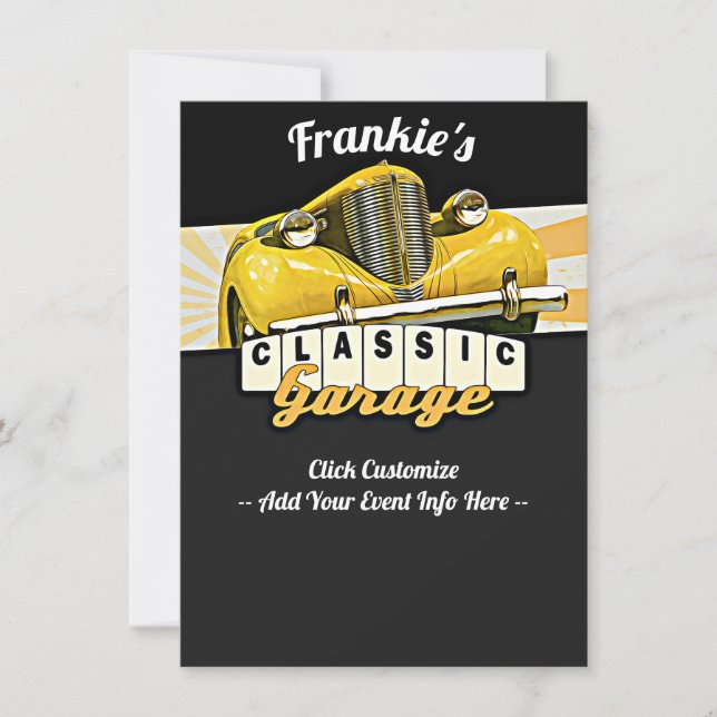 Personalized | Your Name | Classic Car Garage Invitation (Front)