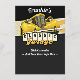 Personalized   Your Name   Classic Car Garage Invitation