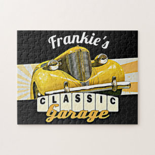 Personalized   Your Name   Classic Car Garage Jigsaw Puzzle