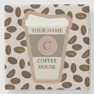 Personalized YOUR NAME Coffee House Stone Coaster