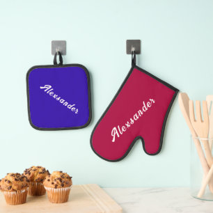 Personalized Your Name Custom Colours and Fonts Oven Mitt & Pot Holder Set