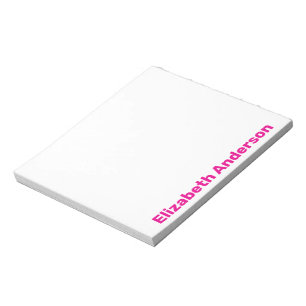 Personalized Your Name Deep Pink and White Notepad