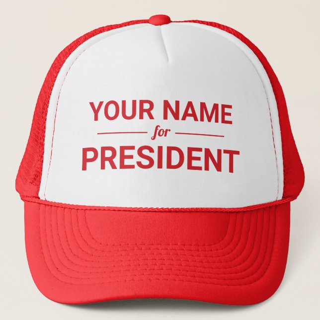 Personalized Your Name for President Custom Colour Trucker Hat (Front)