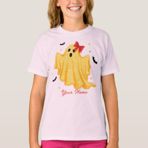 Personalized Your Name Girls' Halloween Ghost  T-Shirt