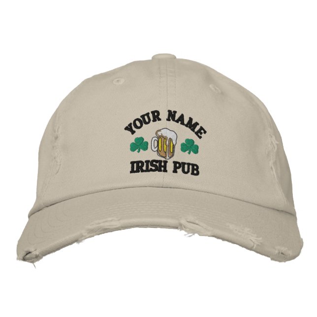 Personalized Your Name Irish Pub Embroidered Hat (Front)