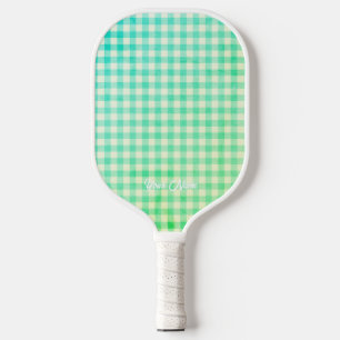 Personalized Your Name Ken Green Gingham Pickleball Paddle