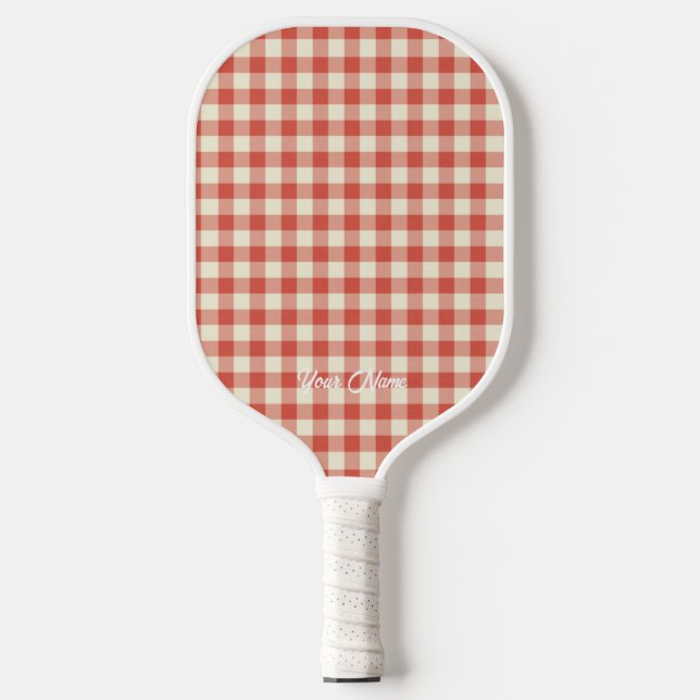 Personalized Your Name Ken Red Gingham Pickleball Paddle (Front)