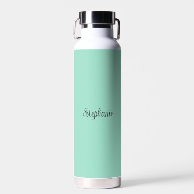 Personalized Your name Mint Script Wedding Water  Bottle (Front)