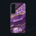 Personalized Your Name Purple Gold Glitter Marble Samsung Galaxy Case<br><div class="desc">Samsung Galaxy Cases or iPhone Cases with Agate Purple Violet Gold Glitter Geode Custom Name Sparkle Marble Personalized Birthday - Anniversary or Wedding Gift / Suppliest - Add Your Name - Text or Remove - Make Your Special Gift - Resize and move or remove and add text / elements with...</div>
