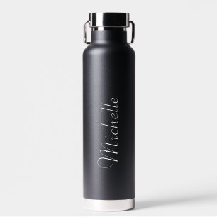 Personalized Your Name Script Black Wedding Water Bottle