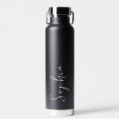Personalized Your Name Script Black Wedding Water Bottle (Front)