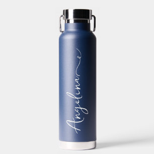 Personalized Your Name Script Blue Wedding Water Bottle